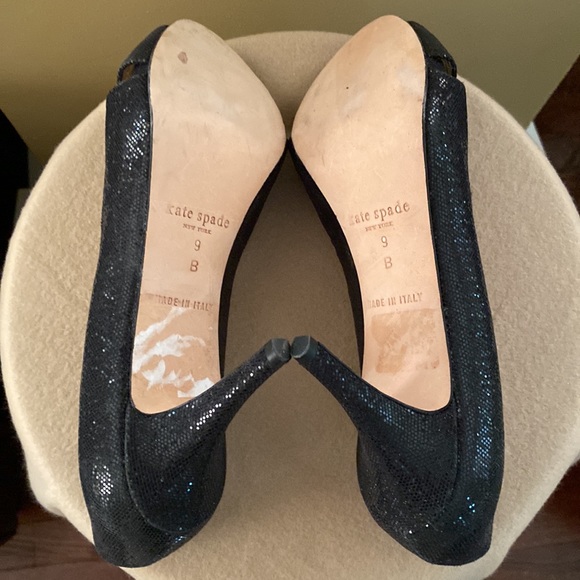 Kate Spade black sparkle peep toe heels in excellent condition - Picture 5 of 11